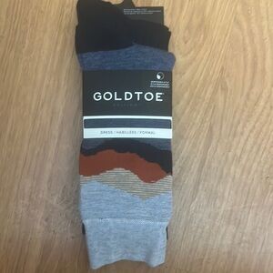 Gold Toe Black and Blue Dress Socks Crew Length set 3 pairs